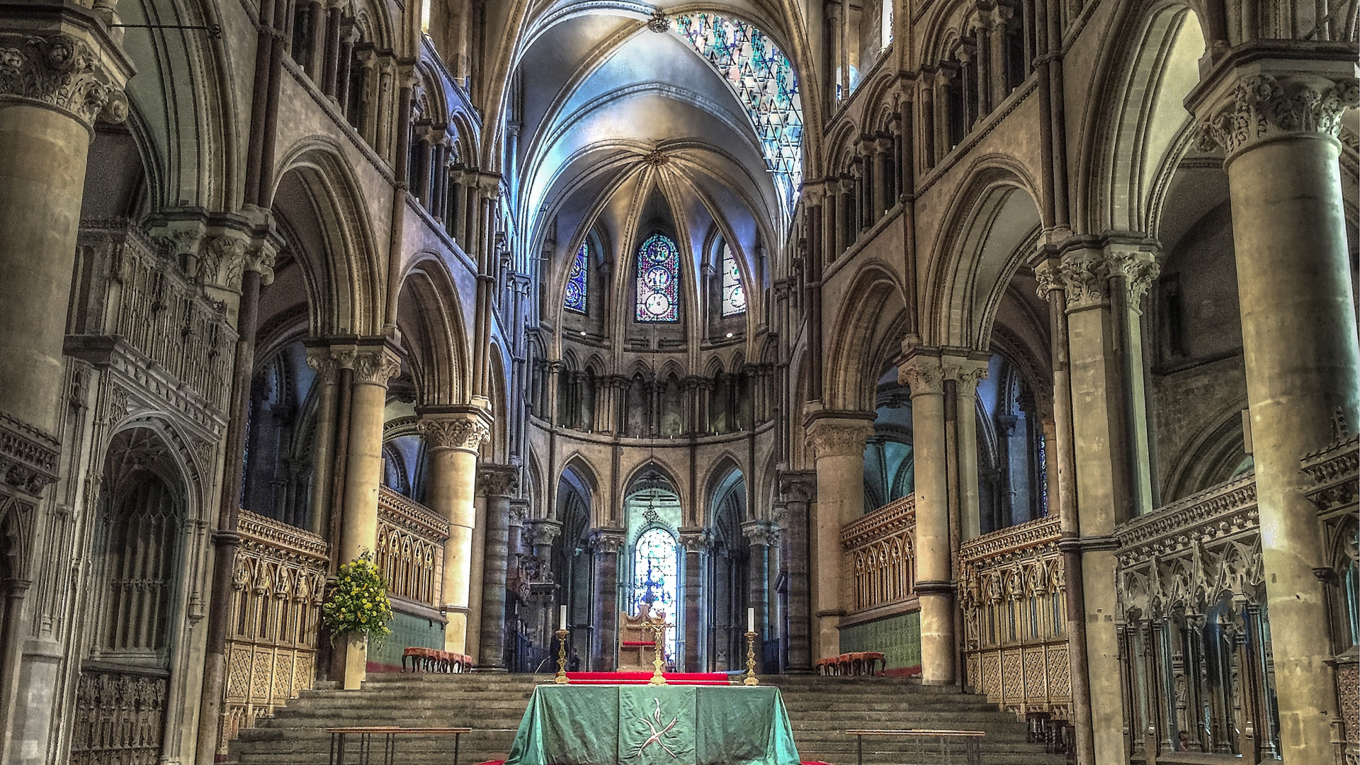 Обои Кентерберийский собор, собор, место поклонения, здание, средневековая архитектура в разрешении 1920x1080