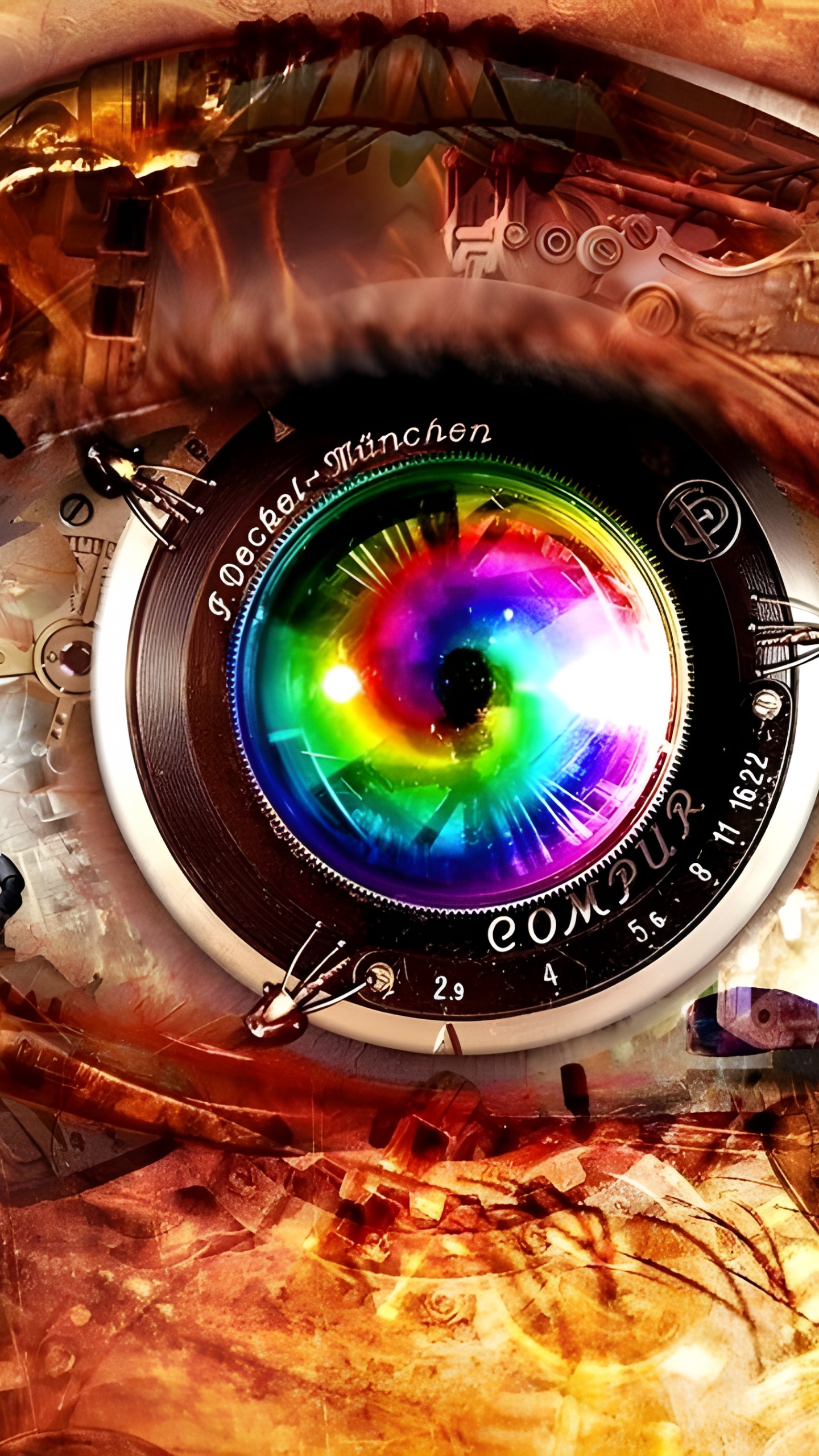 Обои стимпанк, Город Стимпанк, ирис, арт, круг в разрешении 1440x2560