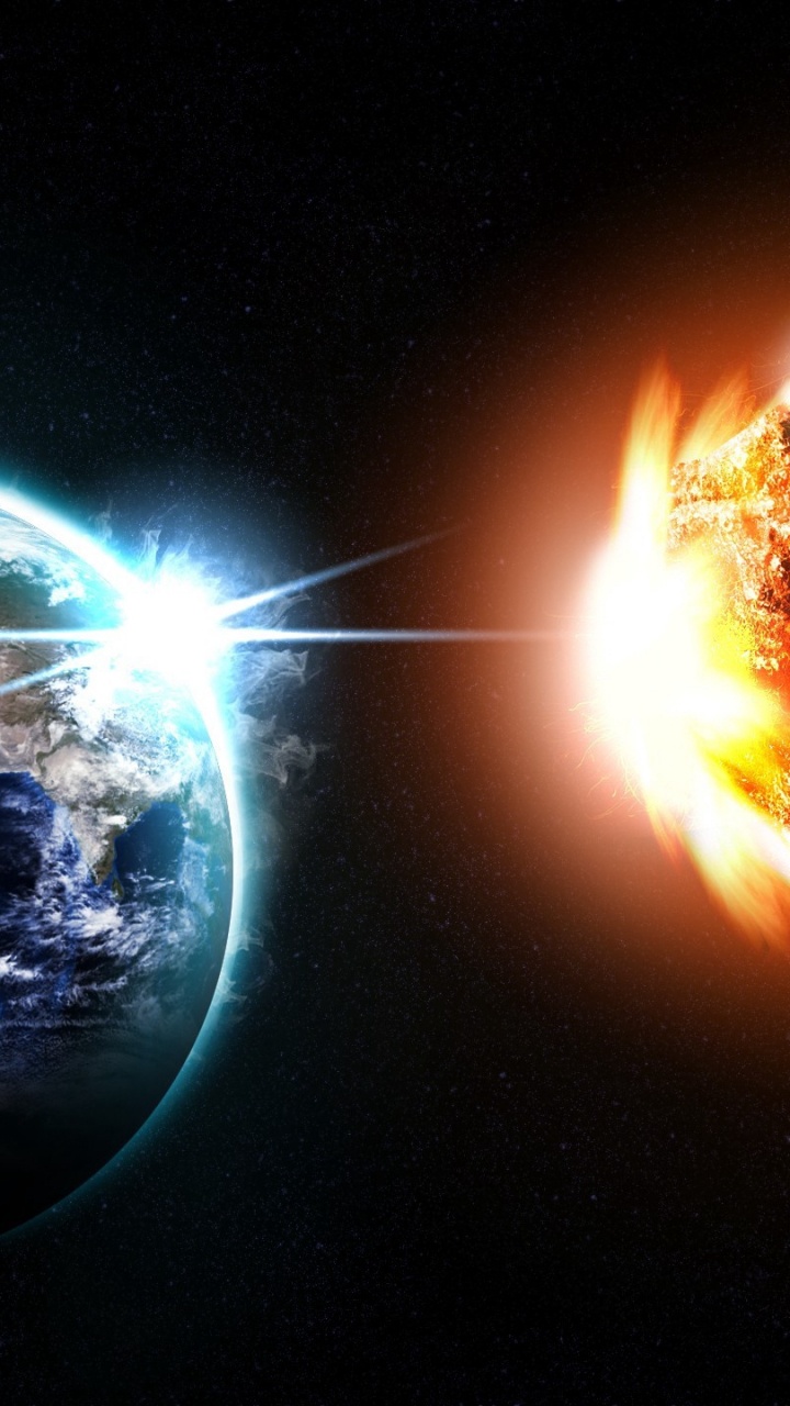 Обои астероид, земля, планета, свет, атмосфера в разрешении 720x1280