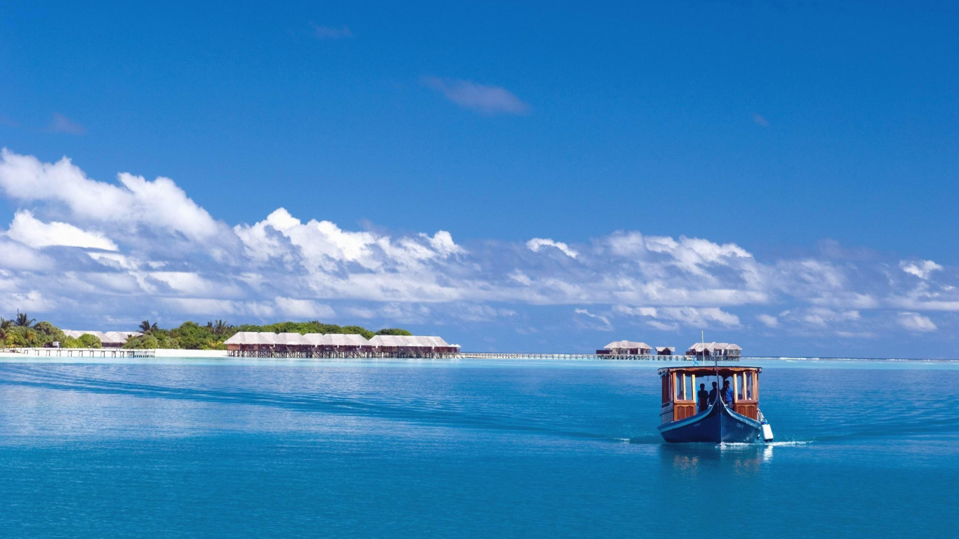 Обои рангали, прибежище, Остров, пляж, море в разрешении 1366x768