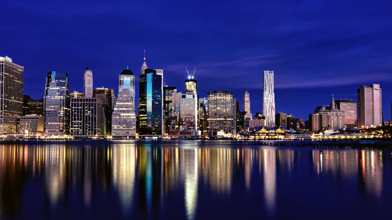 Обои город, городской пейзаж, линия горизонта, метрополия, городской район в разрешении 1366x768