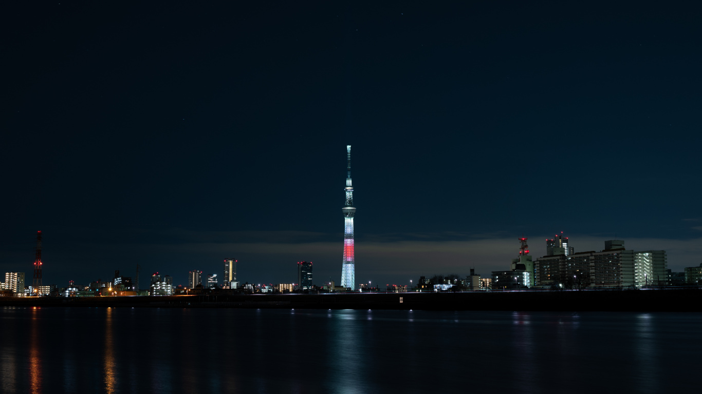 Обои ночь, Токио, панорама, ориентир, город в разрешении 1366x768
