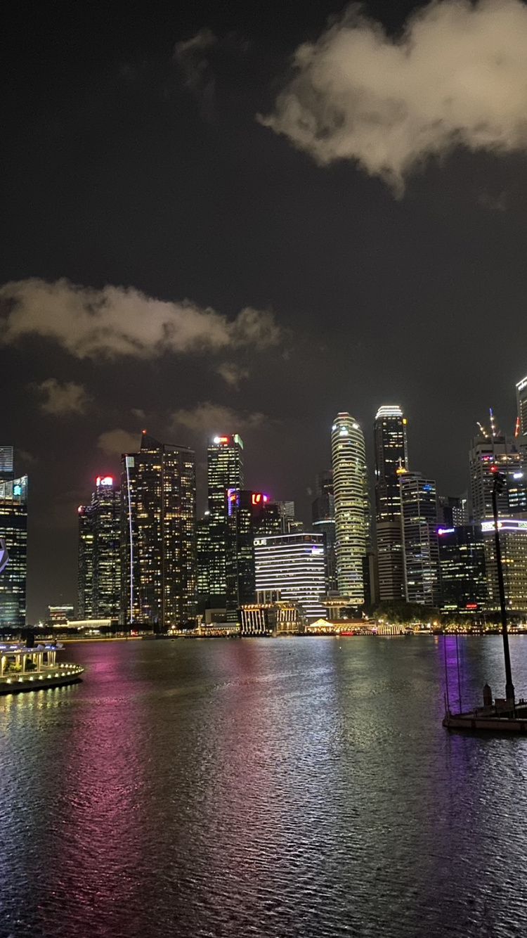 Обои Сингапур, городской пейзаж, вода, город, метрополия в разрешении 750x1334