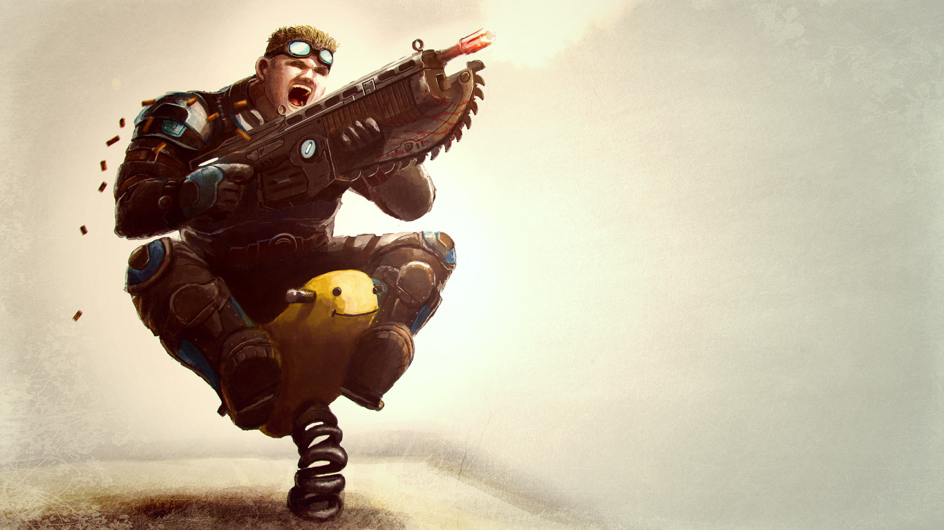 Обои gears of war, gears of war 3, Дэймон Бэрд, видеоигра, fortnite в разрешении 1366x768