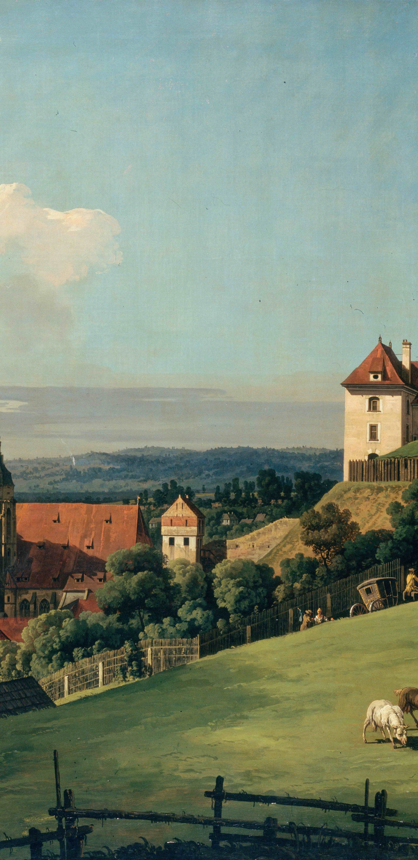 Обои живопись, сельский район, выгон, замок, имущество в разрешении 1440x2960