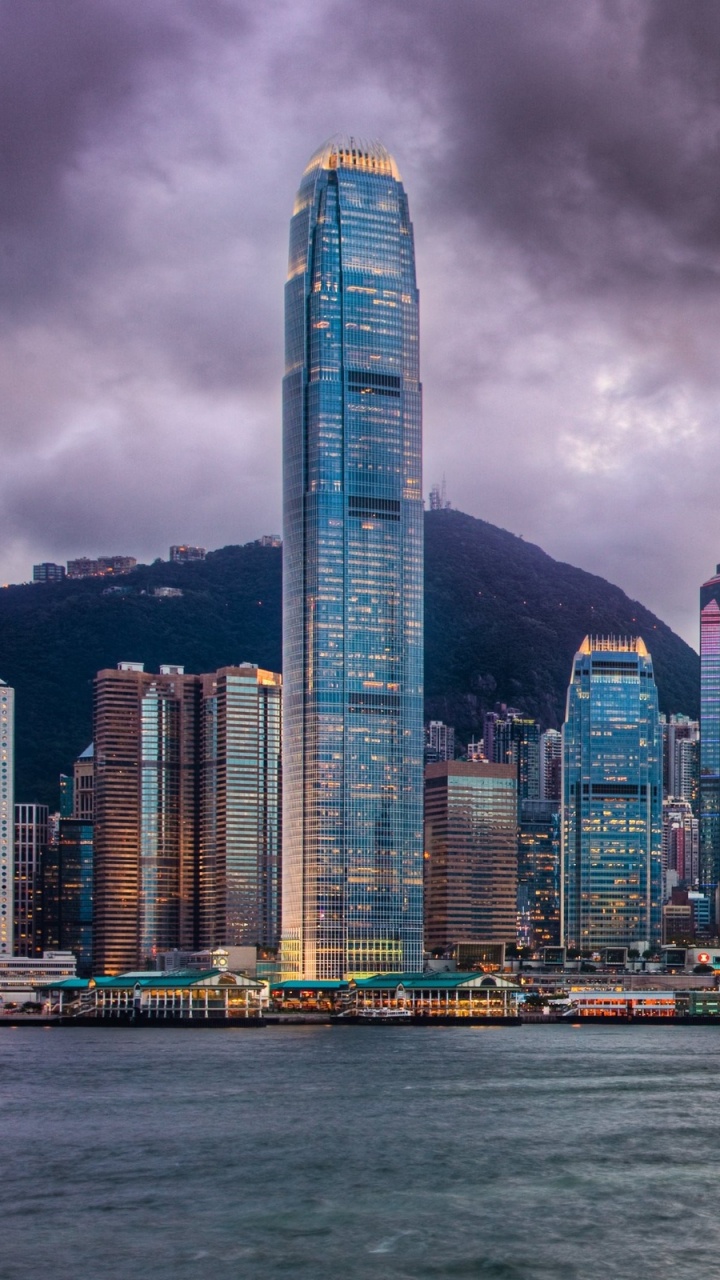 Обои Гавань Виктория, пик Виктория, городской пейзаж, город, линия горизонта в разрешении 720x1280