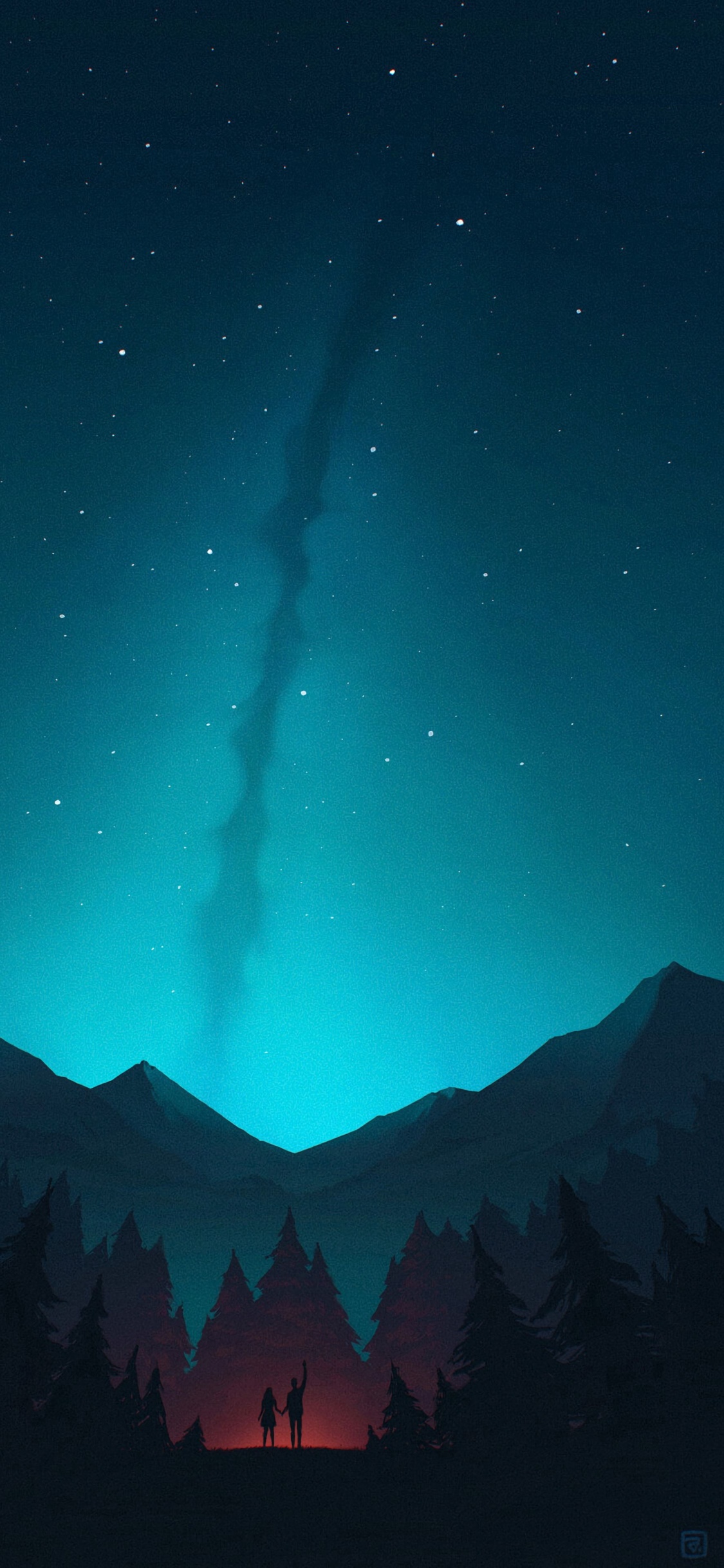 Обои арт, космос, пейзаж, атмосфера, гора в разрешении 1125x2436