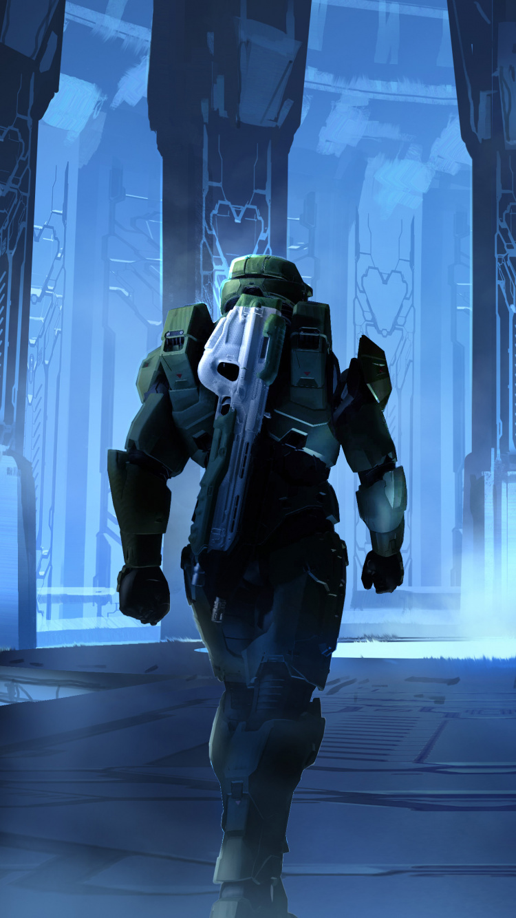 Обои Гало Бесконечно, синий, свет, темнота, Цифровой композитинг в разрешении 750x1334