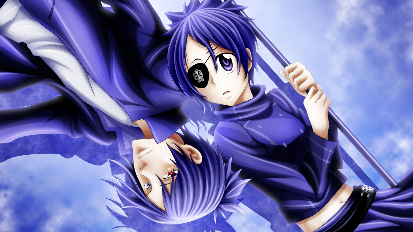 Обои мультфильм, девушка, синий, мангака, девочка в разрешении 1366x768