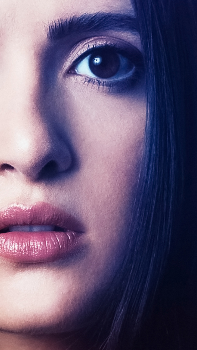 Обои лицо, волосы, бровь, синий, губа в разрешении 750x1334