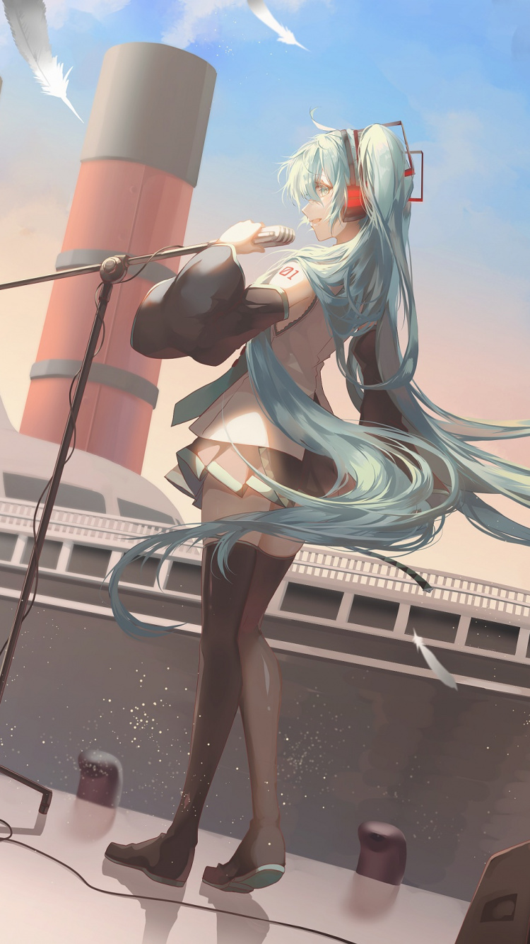 Обои Хацунэ Мику, вокалоид, Мику, иллюстрация, мультфильм в разрешении 750x1334