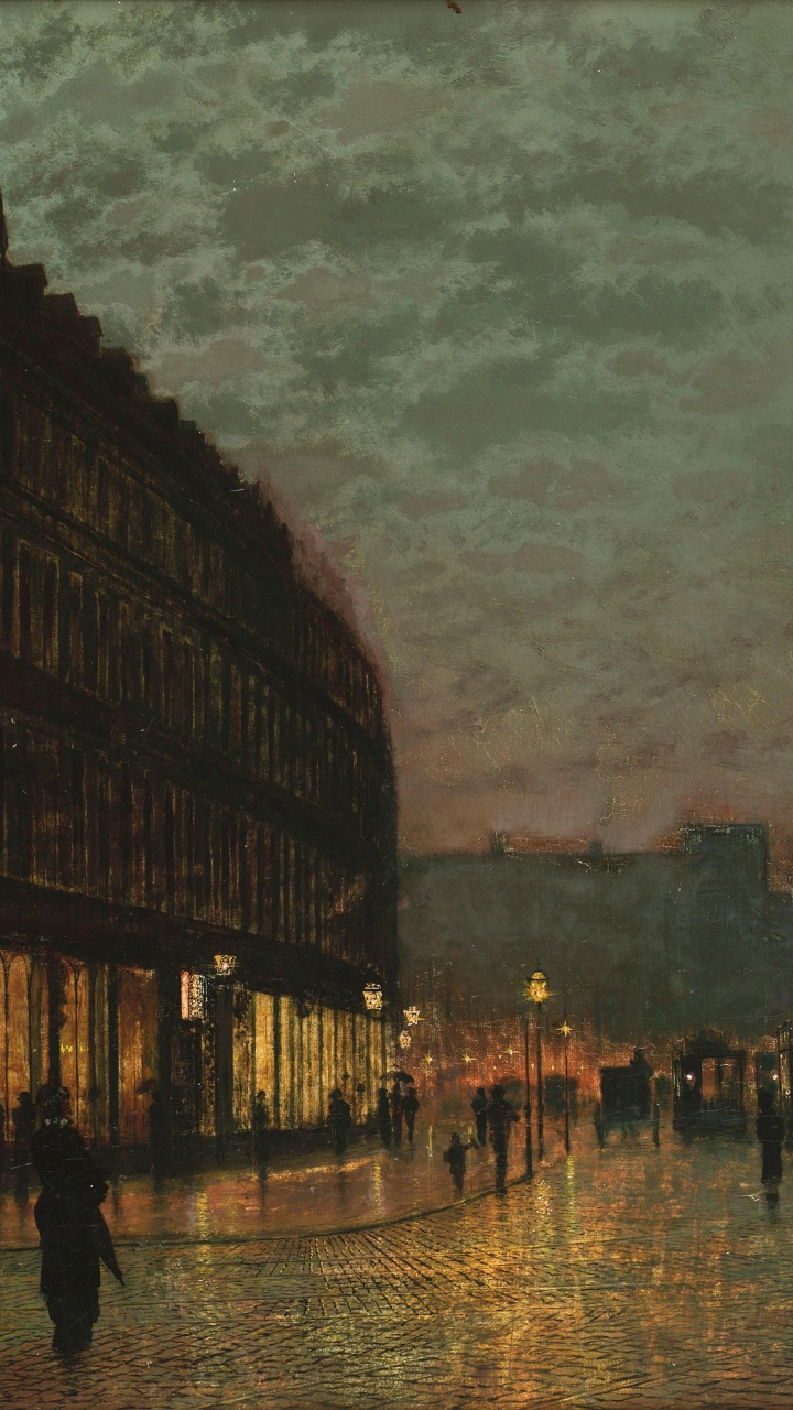 Обои Кабан Переулок Лидс, Лунная переулок, живопись, арт, произведение искусства в разрешении 720x1280