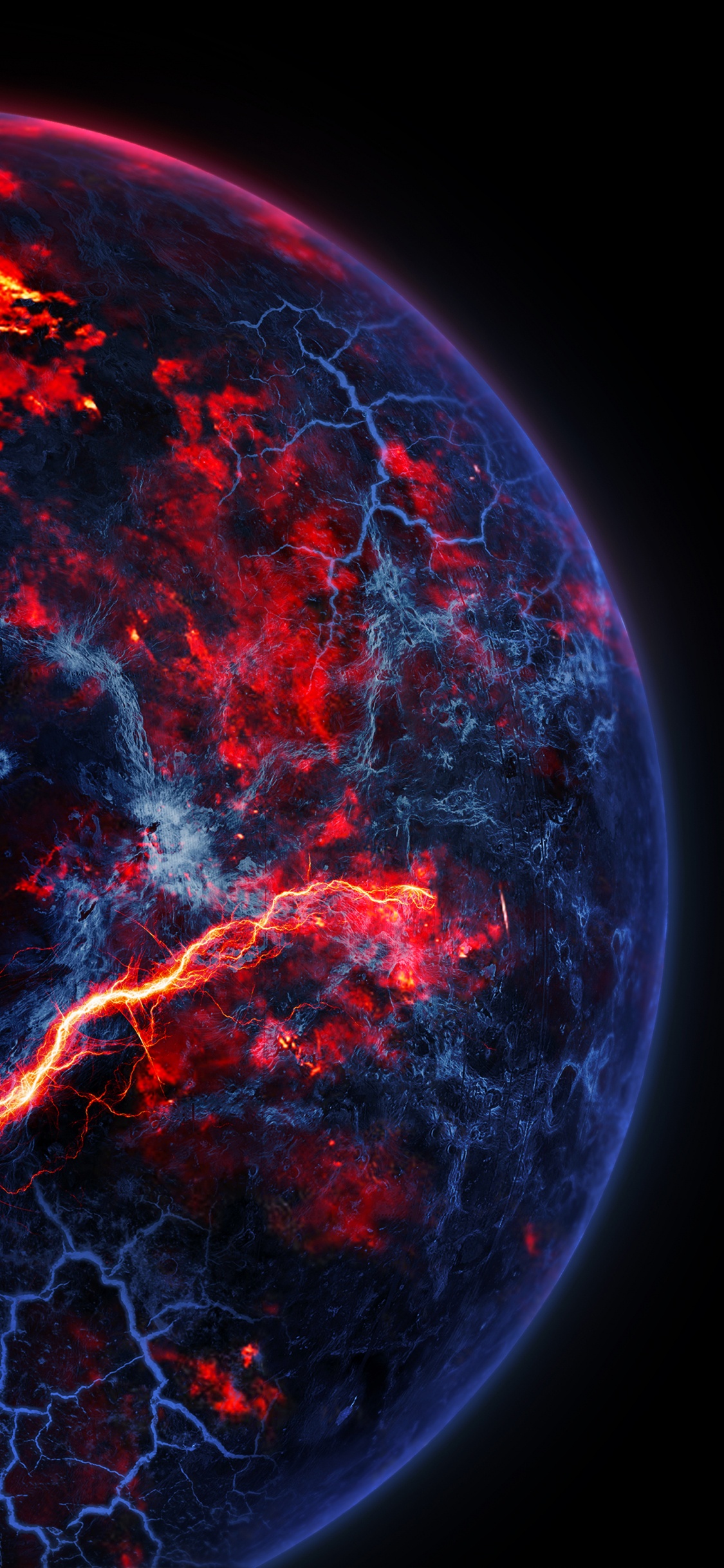 Обои яблоко, атмосфера, мир, лава, вентиляционные щели в разрешении 1125x2436