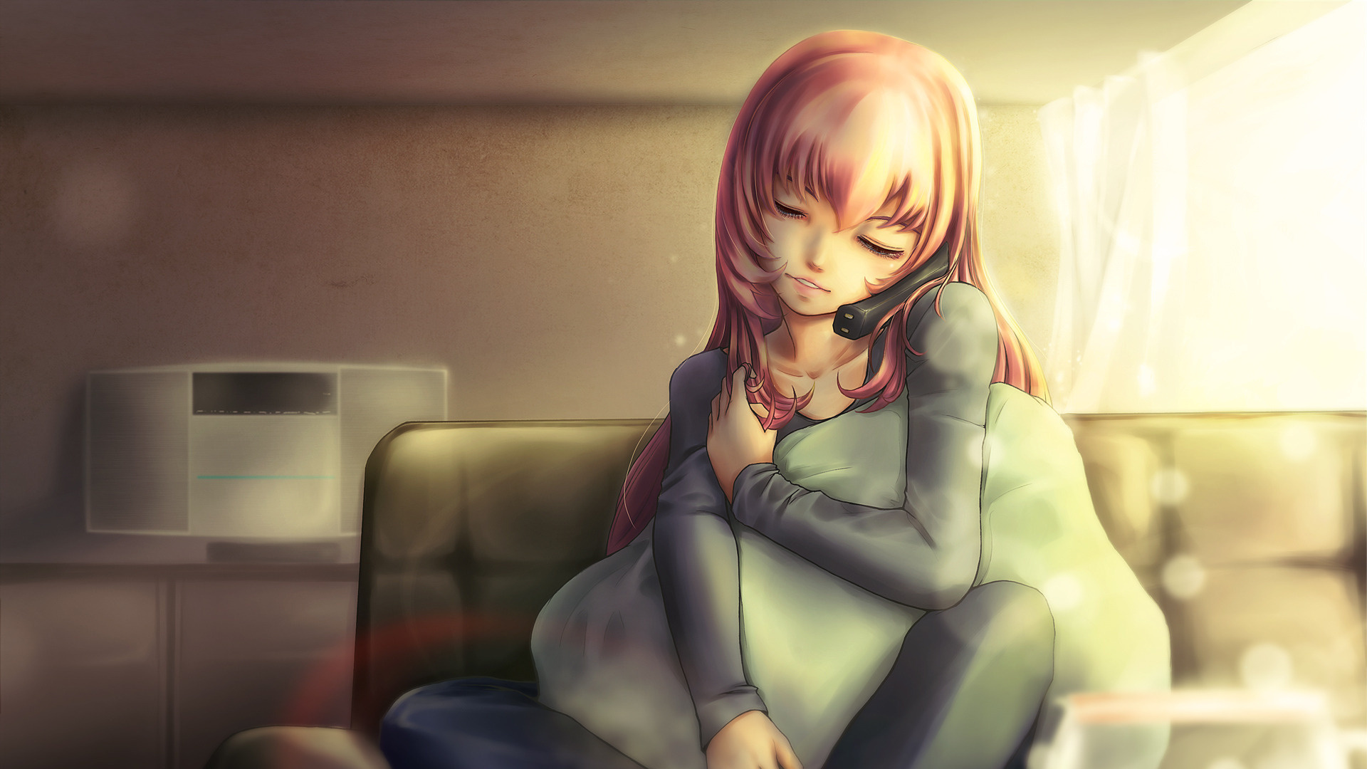 Обои одиночество, сидящий, аниме, блондин, крик в разрешении 1920x1080