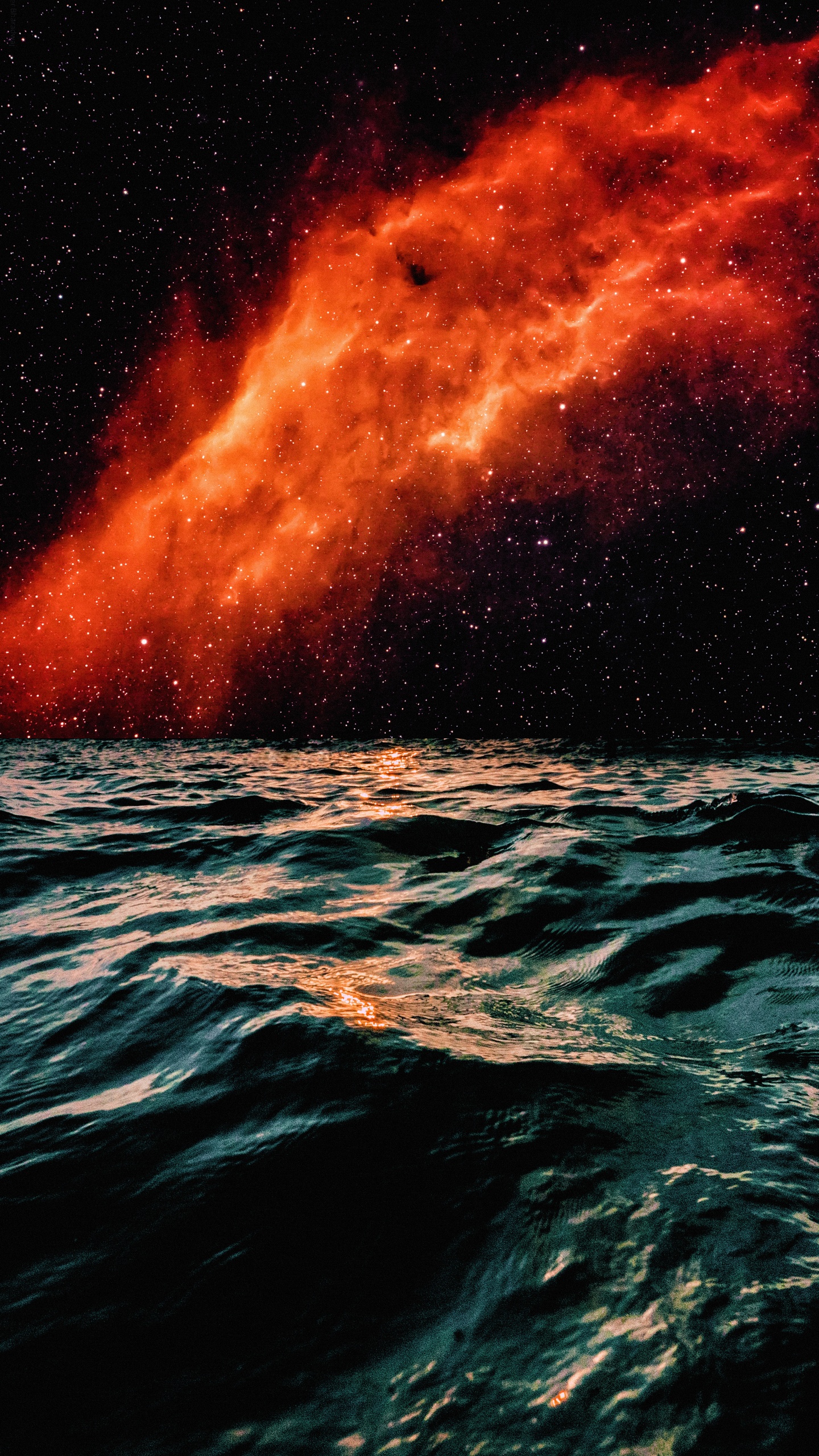 Обои Туманность Калифорния, туманность, сломанный вереск, Эмиссионная туманность, вода в разрешении 1440x2560