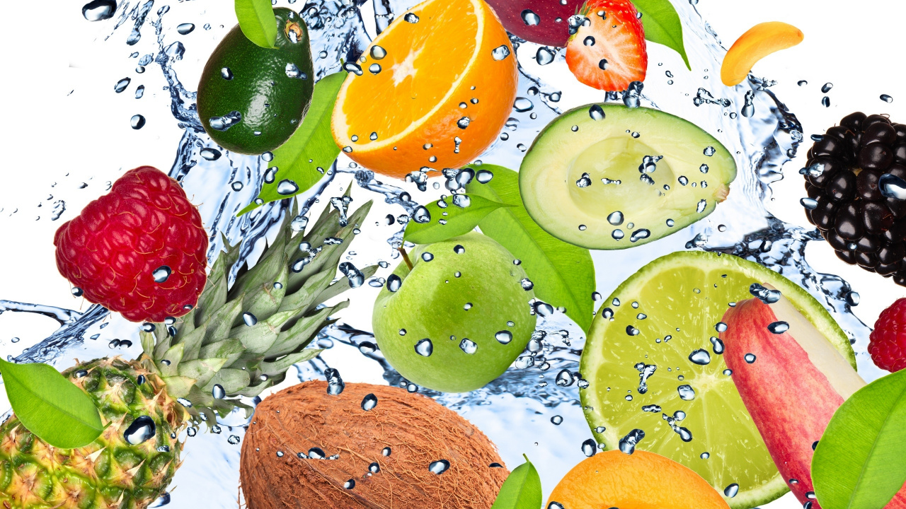 Обои сок, фрукты, Апельсин, природные продукты, пища в разрешении 1280x720