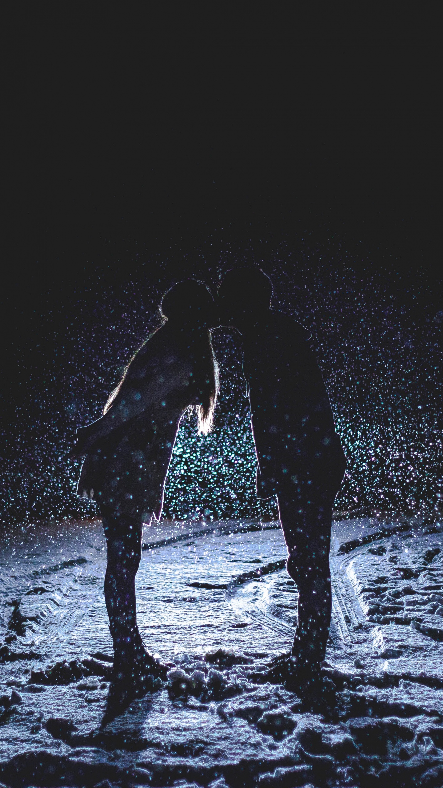 Обои вода, черный, темнота, отражение, дерево в разрешении 1440x2560