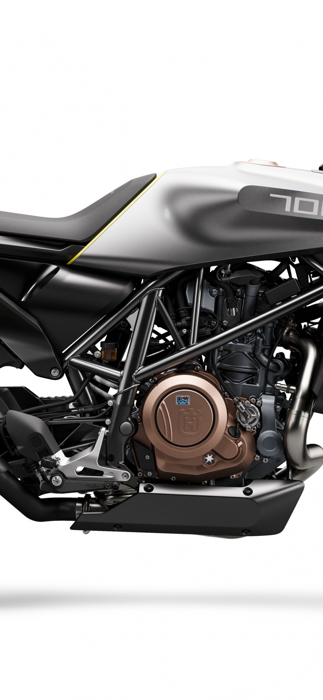 Обои спортивный мотоцикл, аксессуары для мотоциклов, 2018 бензопила Husqvarna VITPILEN 701, мотоциклы Husqvarna, мотоцикл в разрешении 1125x2436