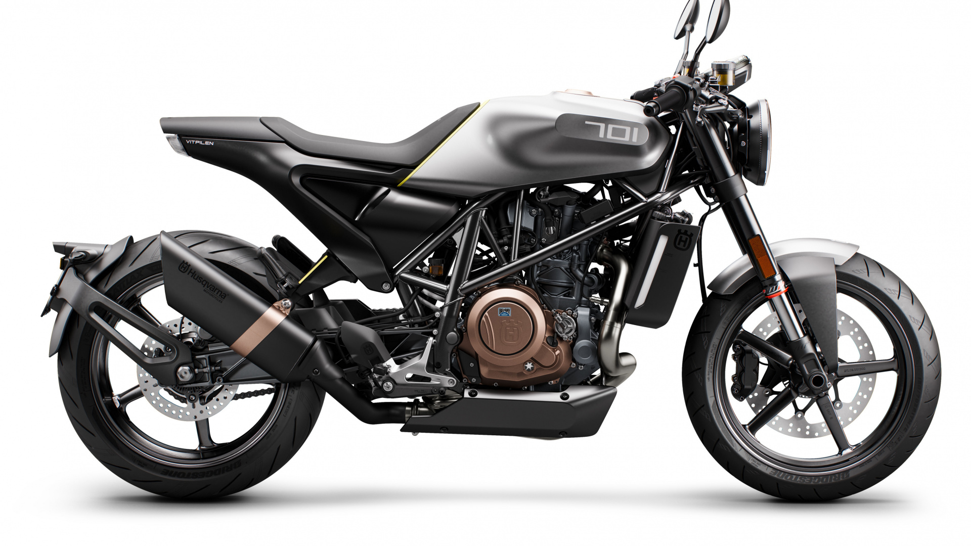 Обои спортивный мотоцикл, аксессуары для мотоциклов, 2018 бензопила Husqvarna VITPILEN 701, мотоциклы Husqvarna, мотоцикл в разрешении 1920x1080