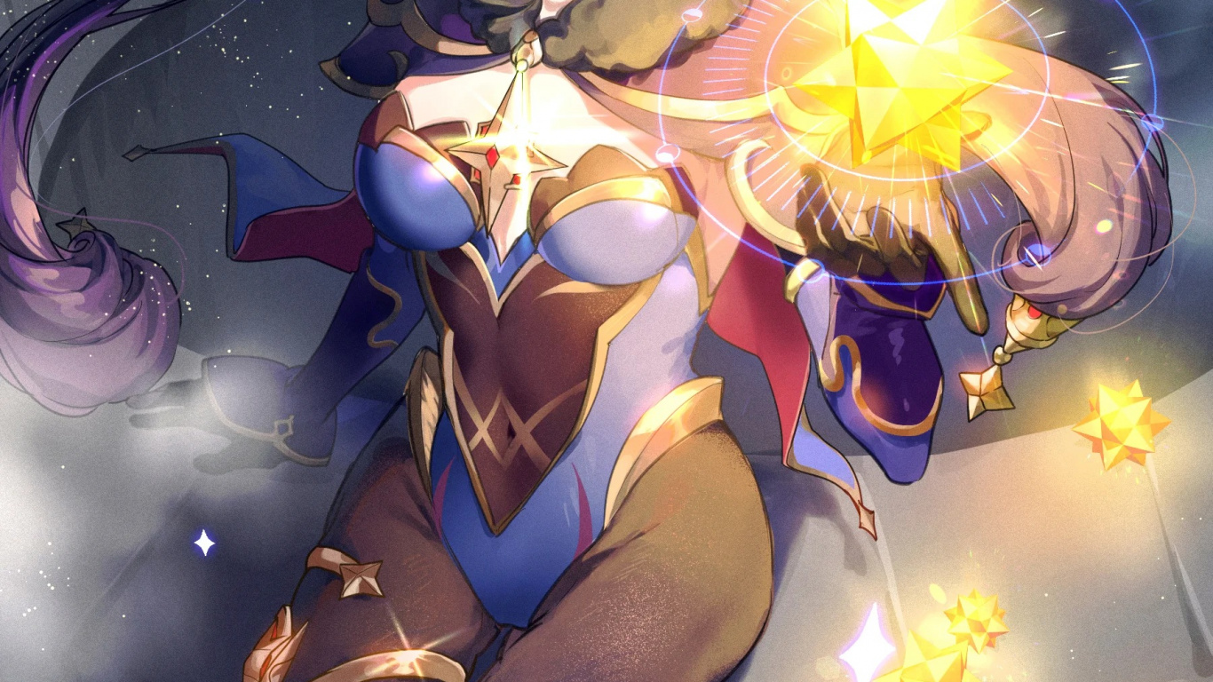 Обои фан арт, арт, иллюстрация, Геншин удар, мультфильм в разрешении 1366x768