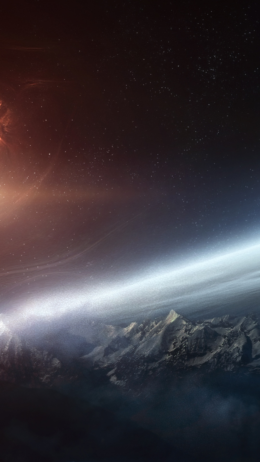 Обои атмосфера, свет, склон, астрономический объект, блик в разрешении 1080x1920