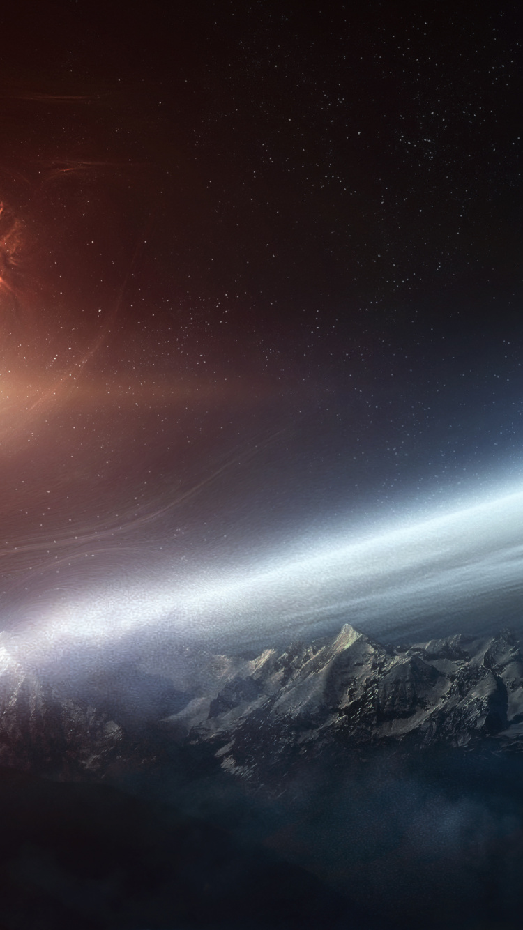 Обои атмосфера, свет, склон, астрономический объект, блик в разрешении 750x1334