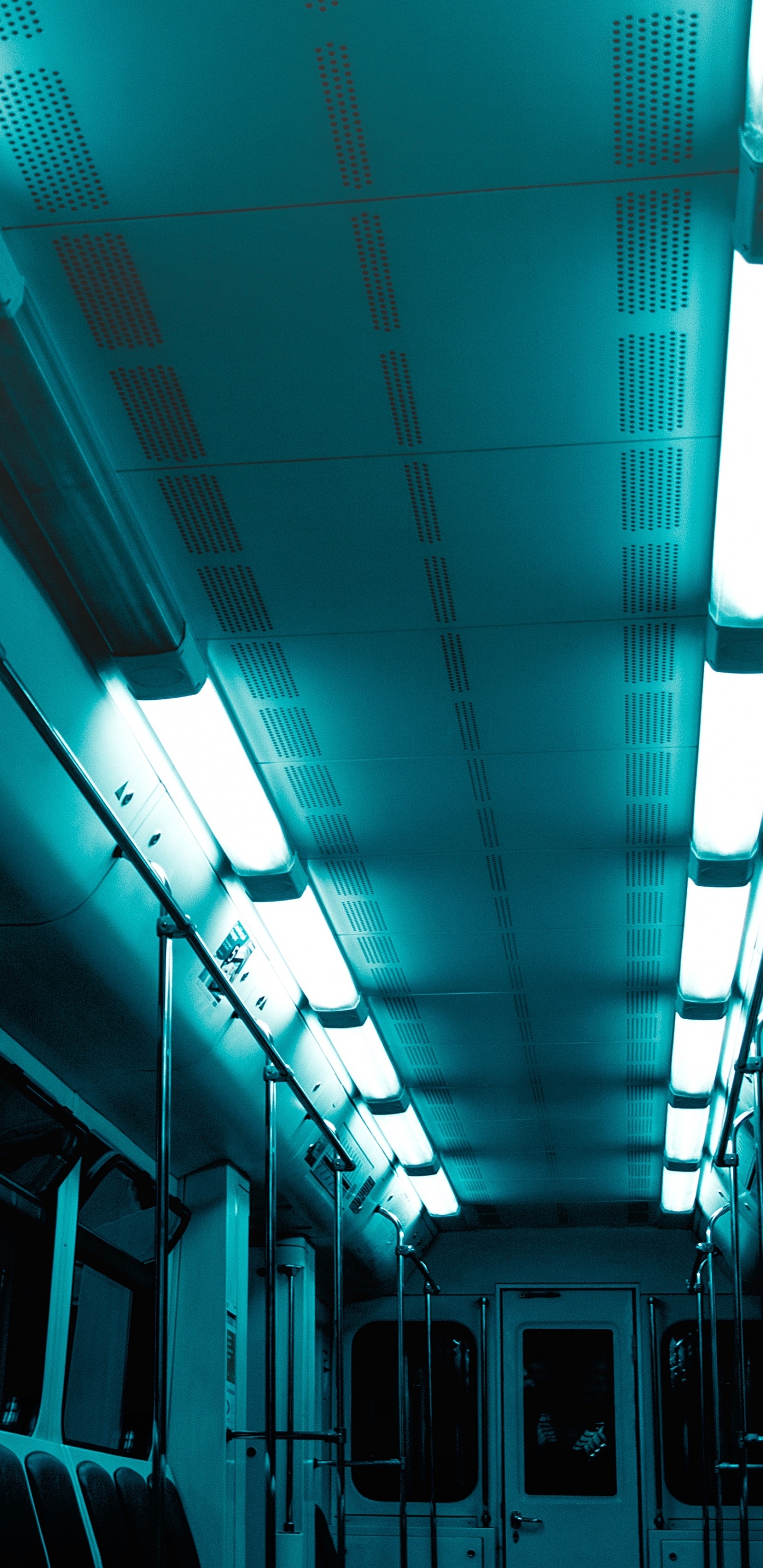 Обои скоростной транспорт, московское метро, синий, зеленый, бирюза в разрешении 1440x2960