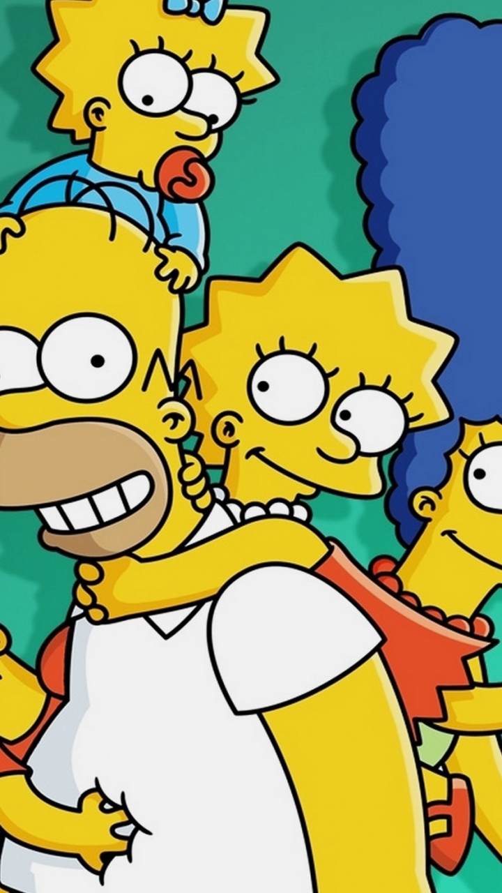 Обои Гомер Симпсон, Барт Симпсон, Симпсоны, семья симпсонов, мультфильм в разрешении 720x1280