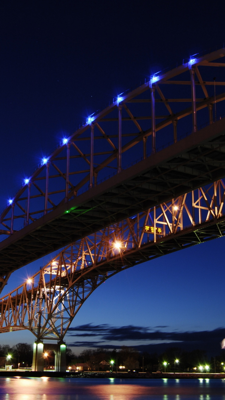 Обои мост с голубой водой, мост, Сен-Клер, Мост Амбассадор, Мост ферменной конструкции в разрешении 750x1334