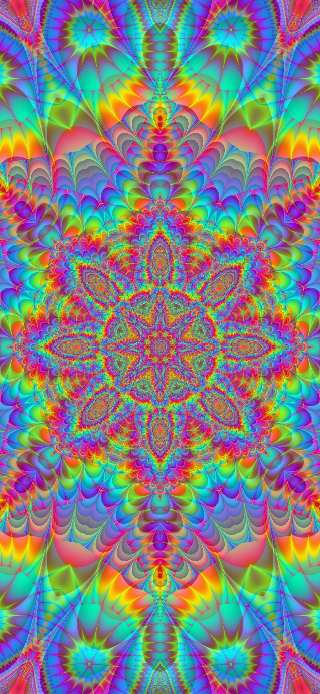 Обои мандал, иллюстрация, арт, психоделическое искусство, узор в разрешении 1125x2436