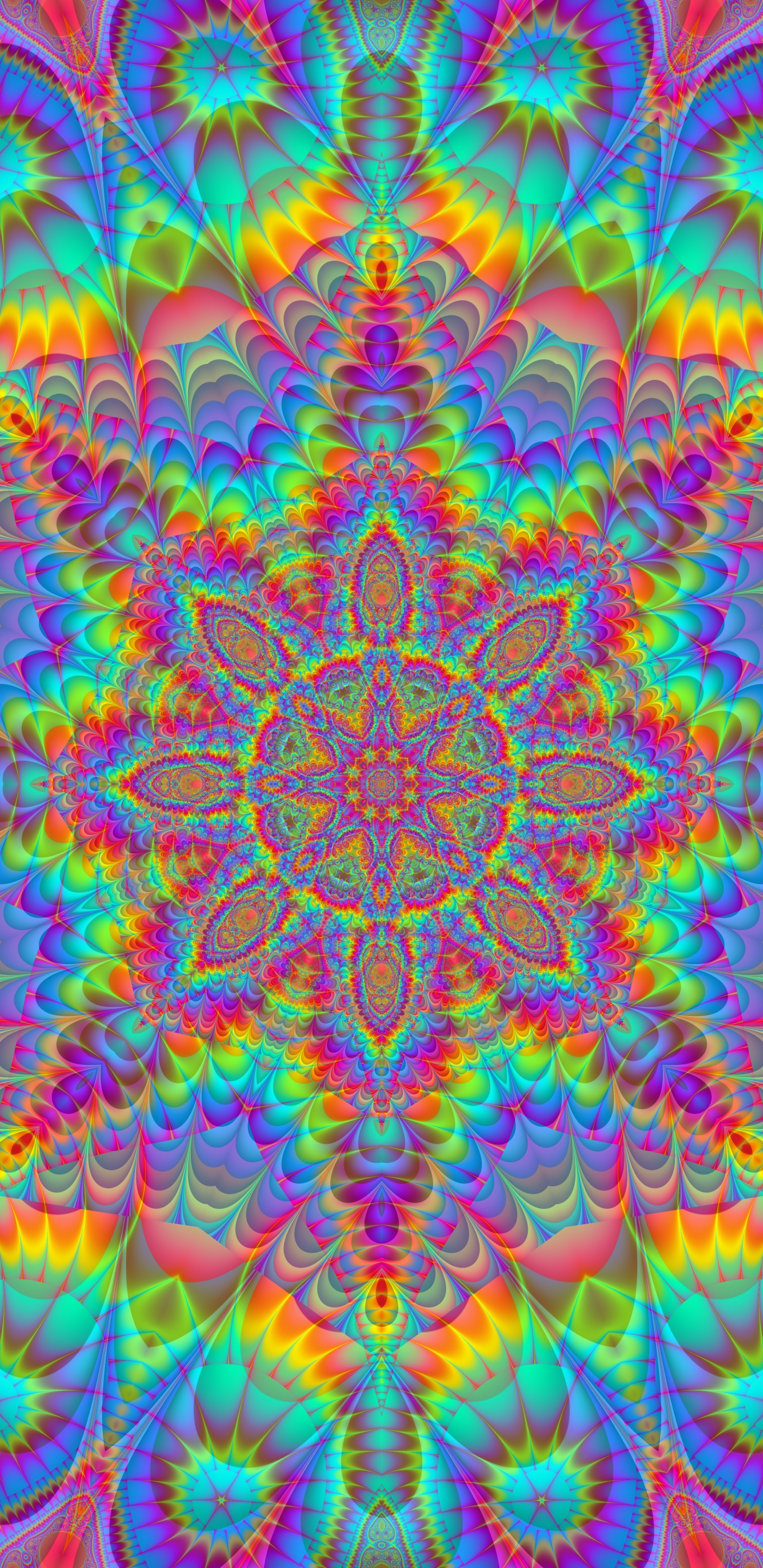 Обои мандал, иллюстрация, арт, психоделическое искусство, узор в разрешении 1440x2960