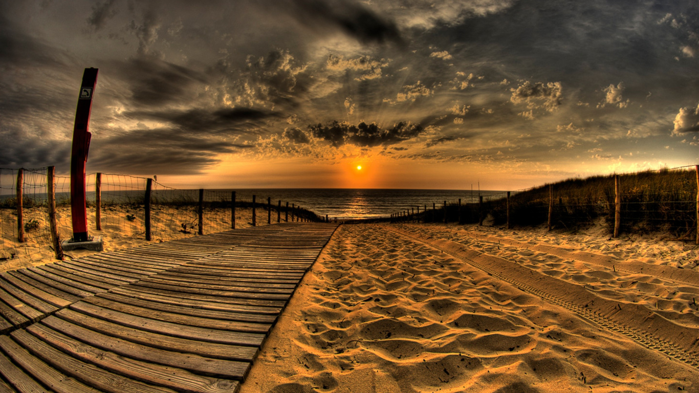 Обои облако, горизонт, закат, песок, восход солнца в разрешении 1366x768