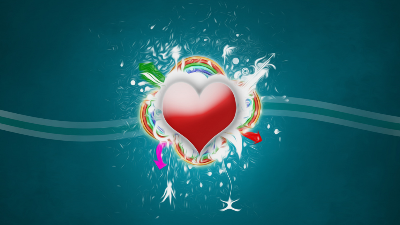 Обои сердце, любовь, графический дизайн, иллюстрация, графика в разрешении 1366x768