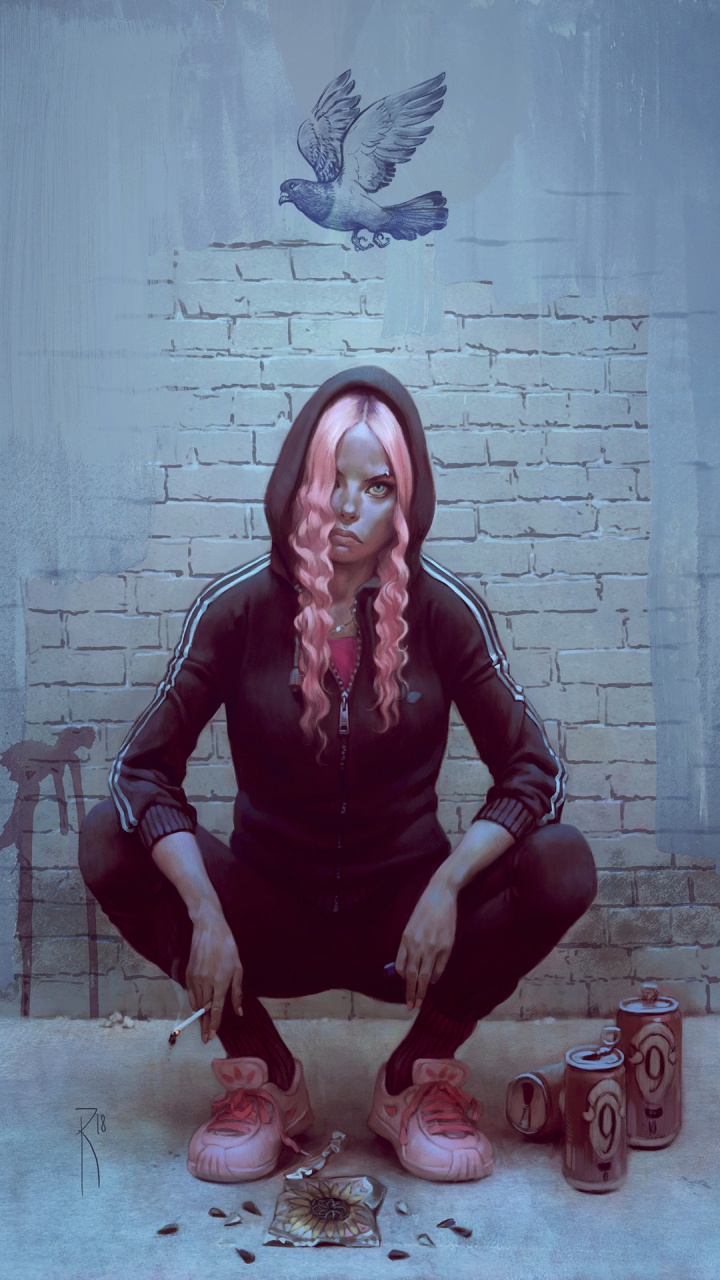 Обои девушка, арт, иллюстрация, волосы, голова в разрешении 720x1280