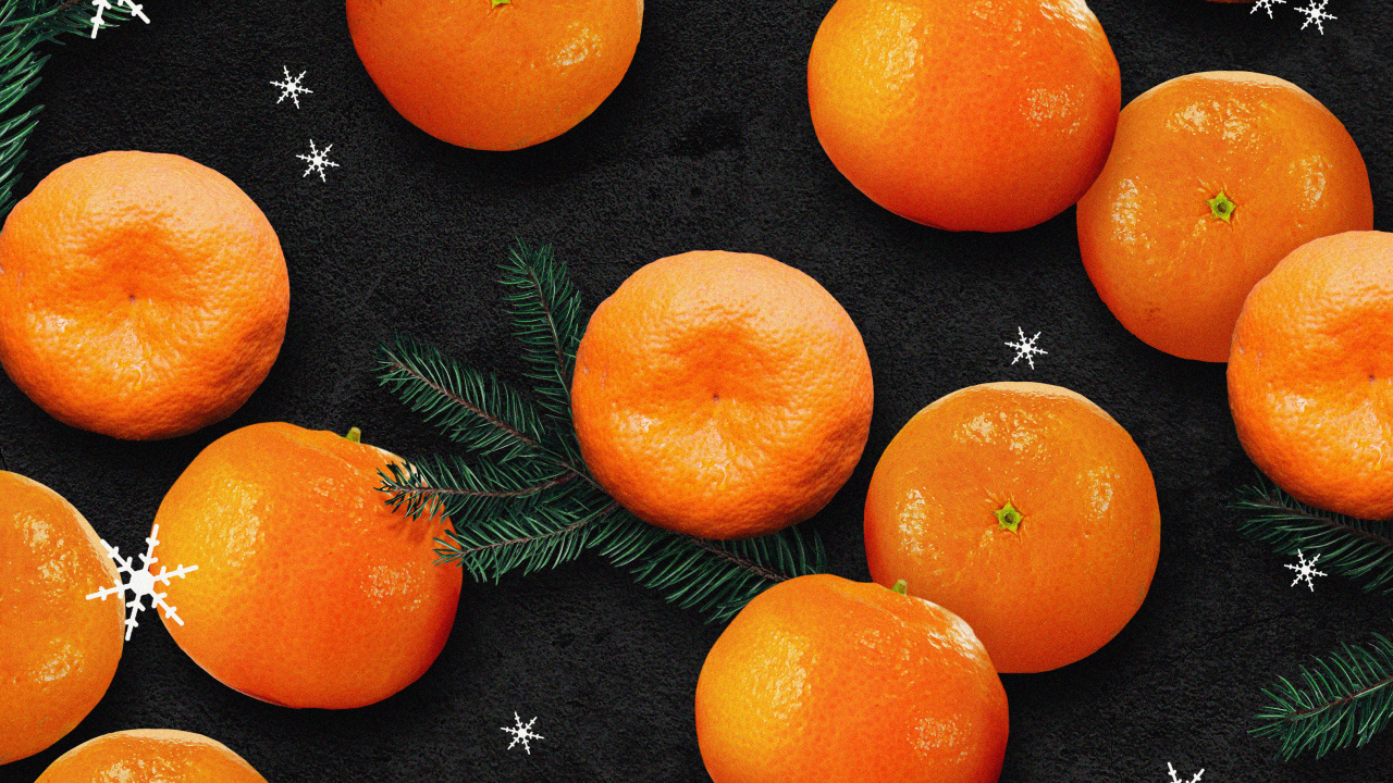 Обои Клементина, фрукты, пища, валенсийский апельсин, Оранжевый цвет в разрешении 1280x720