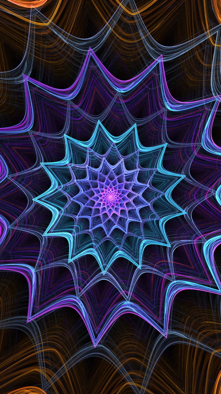 Обои фрактал, узор, фрактальное искусство, симметрия, пурпур в разрешении 750x1334