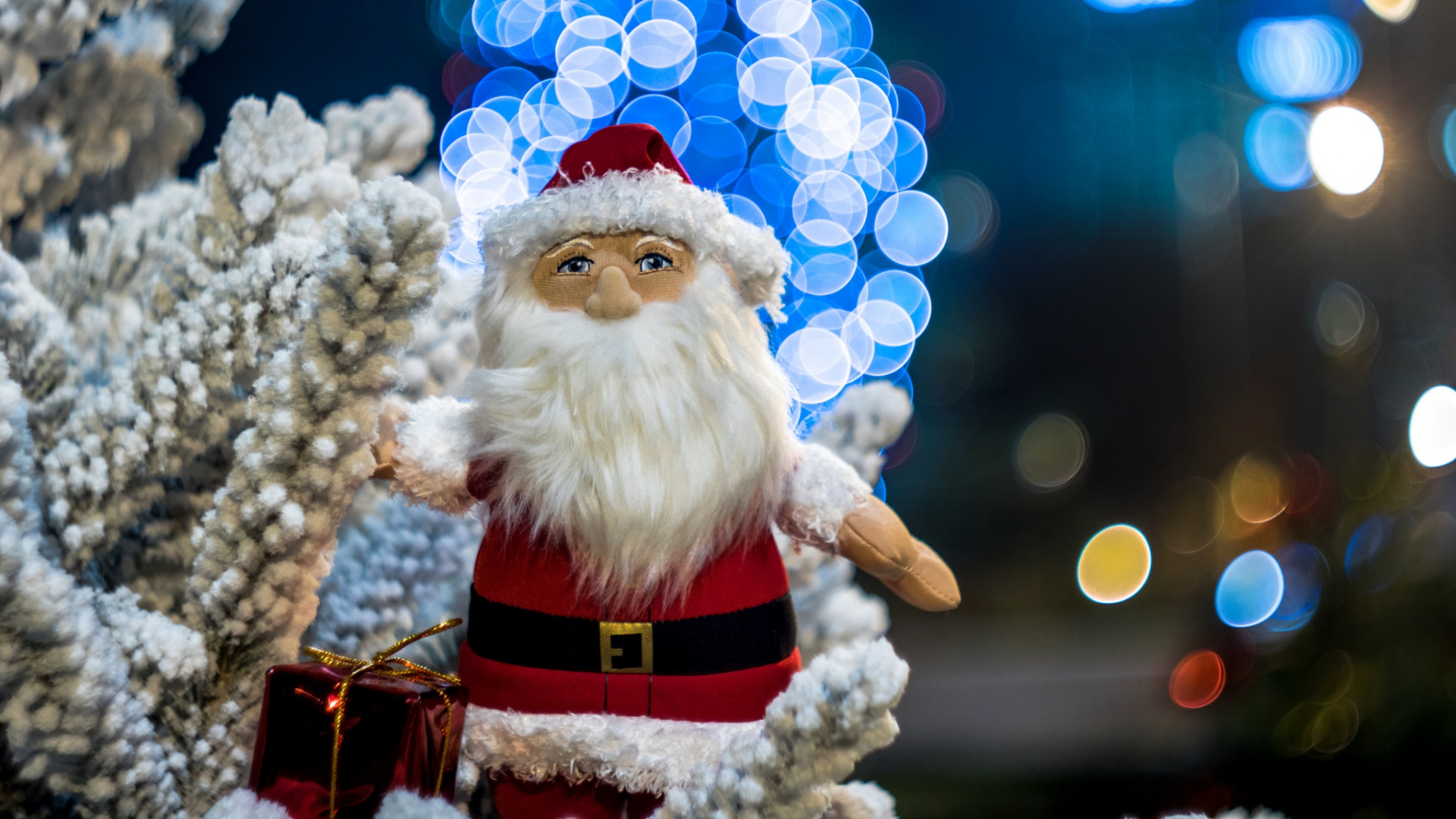 Обои Санта-Клаус, Рождественские украшения, Дед Мороз, Рождественский день, праздник в разрешении 1920x1080