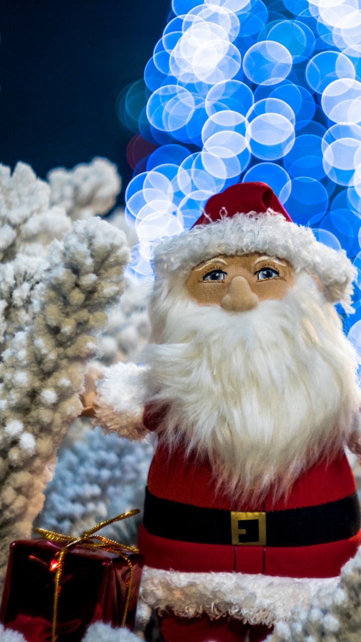 Обои Санта-Клаус, Рождественские украшения, Дед Мороз, Рождественский день, праздник в разрешении 720x1280