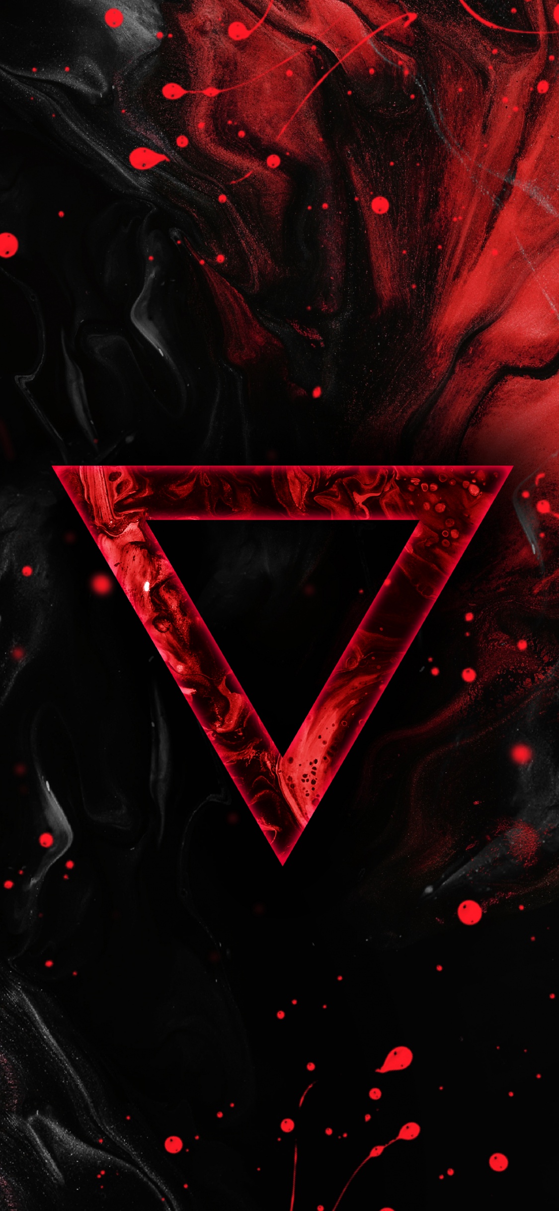 Обои темнота, человеческое тело, треугольник, красный цвет, пурпурный цвет в разрешении 1125x2436