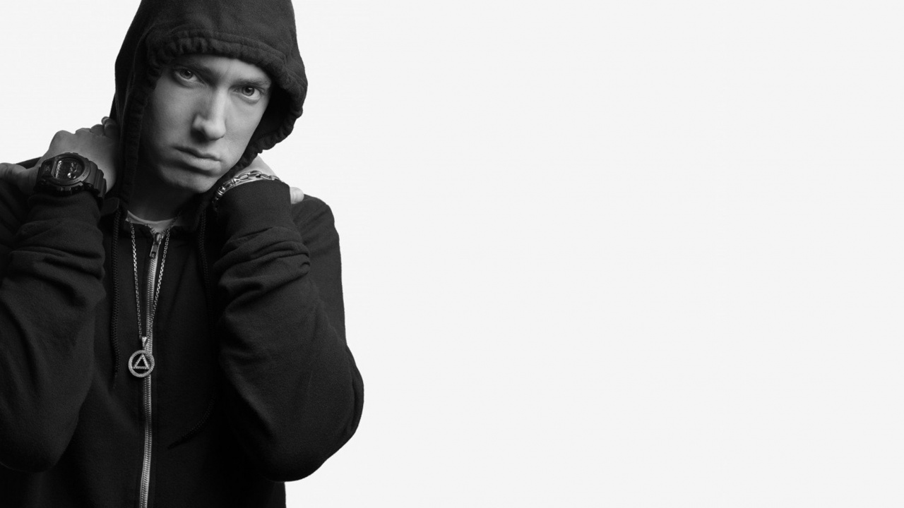 Обои eminem, Маршал Мэтерс ЛП, реппер, Д12, черный в разрешении 1280x720