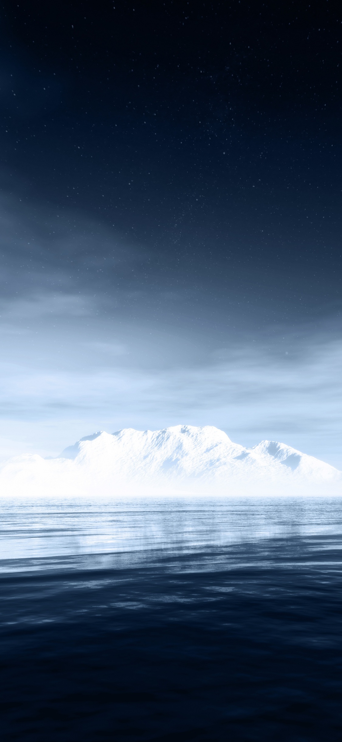 Обои Северный Ледовитый океан, айсберг, море, океан, горизонт в разрешении 1125x2436