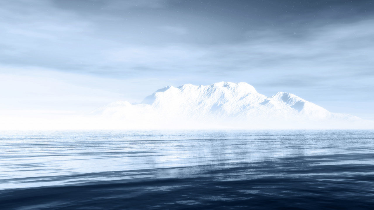 Обои Северный Ледовитый океан, айсберг, море, океан, горизонт в разрешении 1280x720