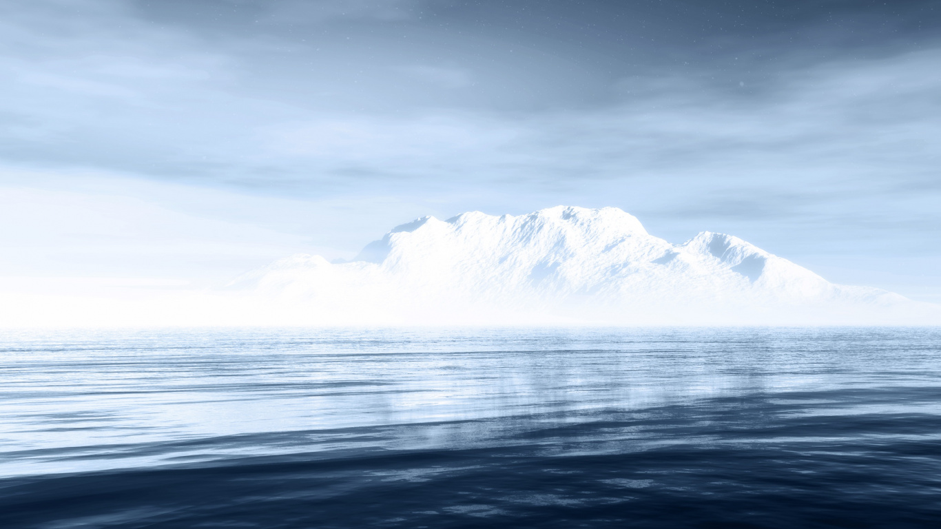 Обои Северный Ледовитый океан, айсберг, море, океан, горизонт в разрешении 1366x768