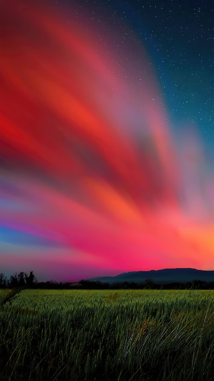 Обои облако, атмосфера, экорегион, послесвечение, зеленый в разрешении 720x1280