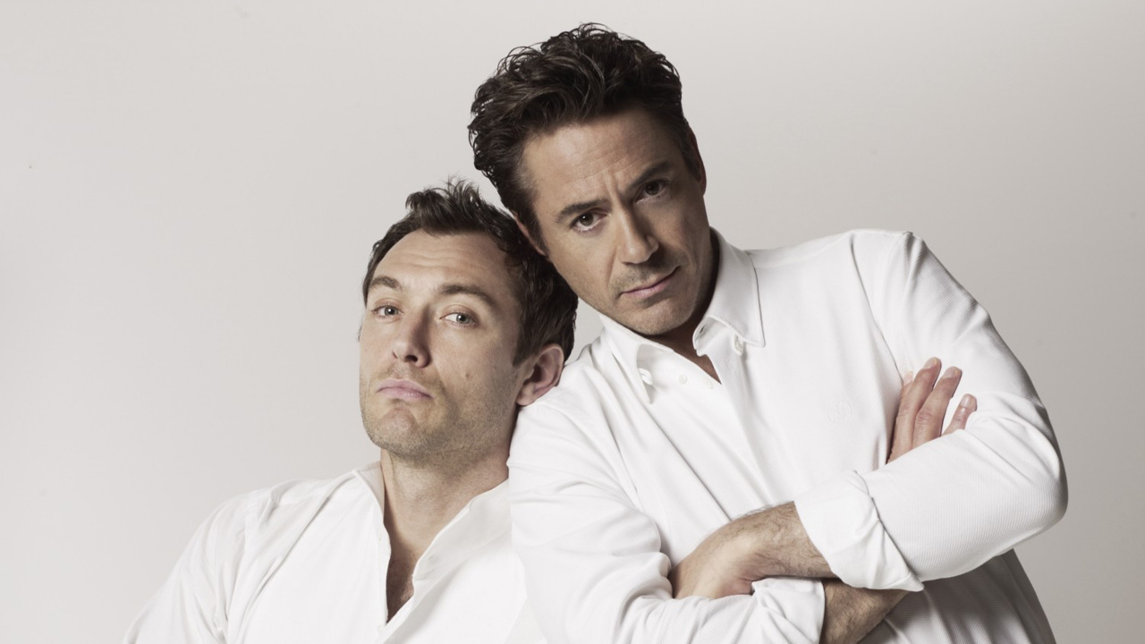 Обои Роберт Дауни младший, Джуд Лоу, Шерлок Холмс, Джон Х Ватсон, актер в разрешении 1280x720