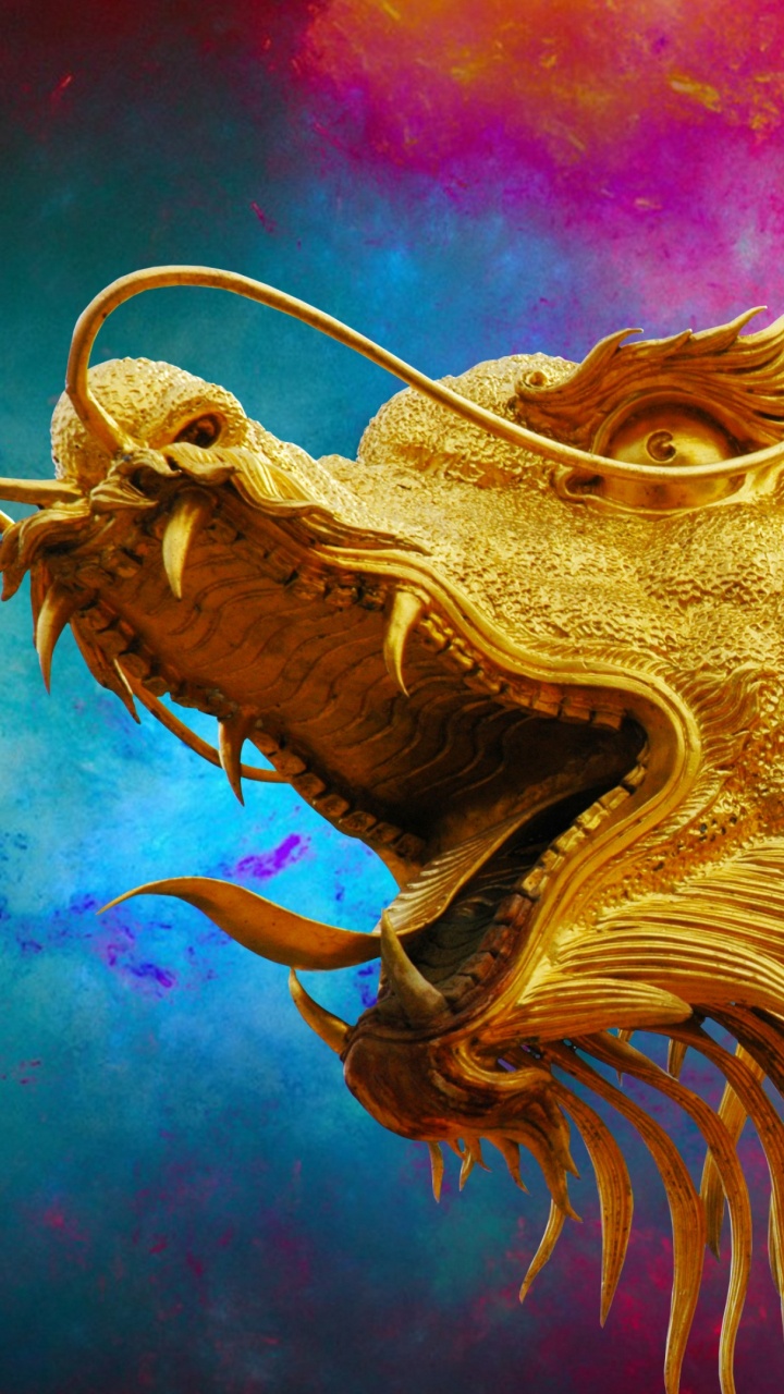 Обои дракон, иллюстрация, мифология, фрактальное искусство, лица в разрешении 720x1280