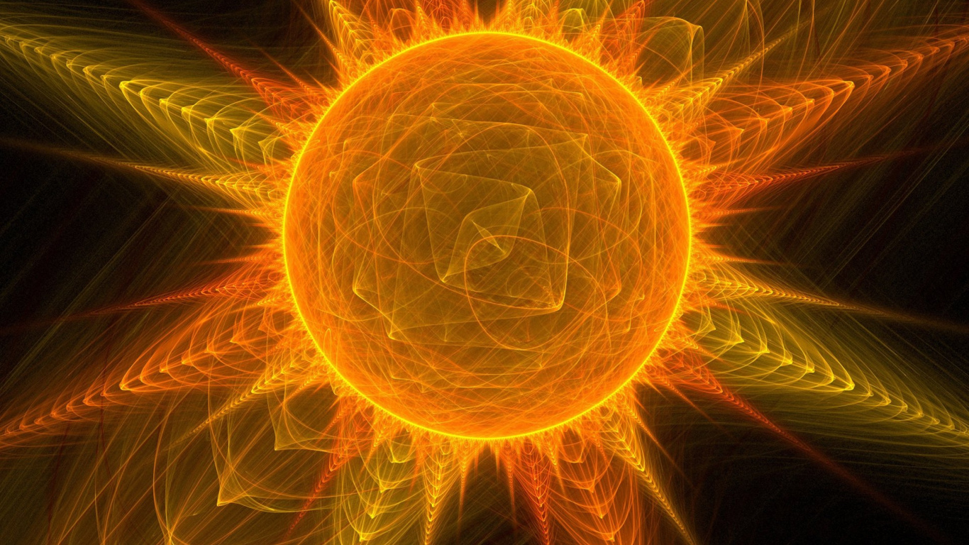 Обои фрактальное искусство, Апельсин, космос, симметрия, круг в разрешении 1366x768