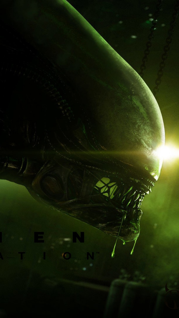 Обои Чужой Изоляция, иностранец, Аманда Рипли, ужаса выживания, зеленый в разрешении 720x1280