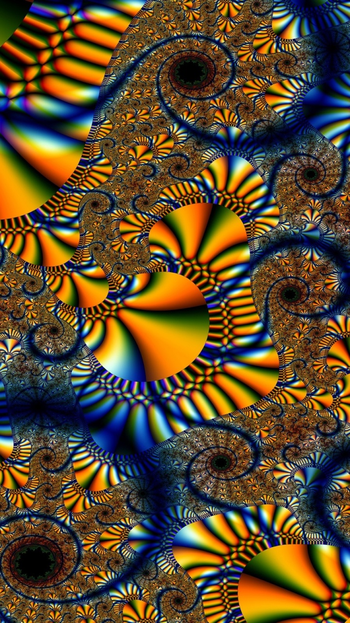 Обои фрактал, фрактальное искусство, психоделическое искусство, узор, симметрия в разрешении 720x1280