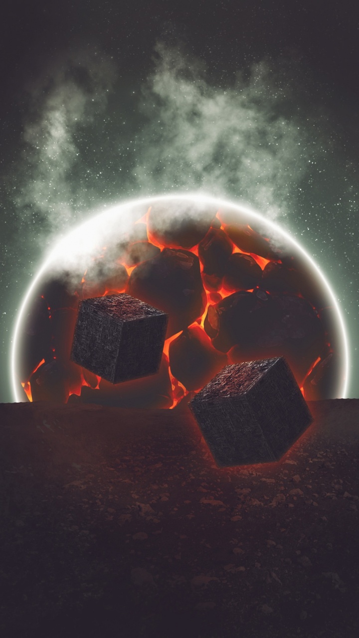 Обои косплей, тепло, иллюстрация, спецэффекты, космос в разрешении 720x1280